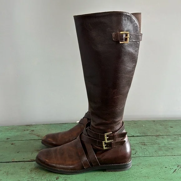 Women’s Cole Haan Petra NikeAir Brown Leather Knee High Riding Boots size 8 - Picture 3 of 5
